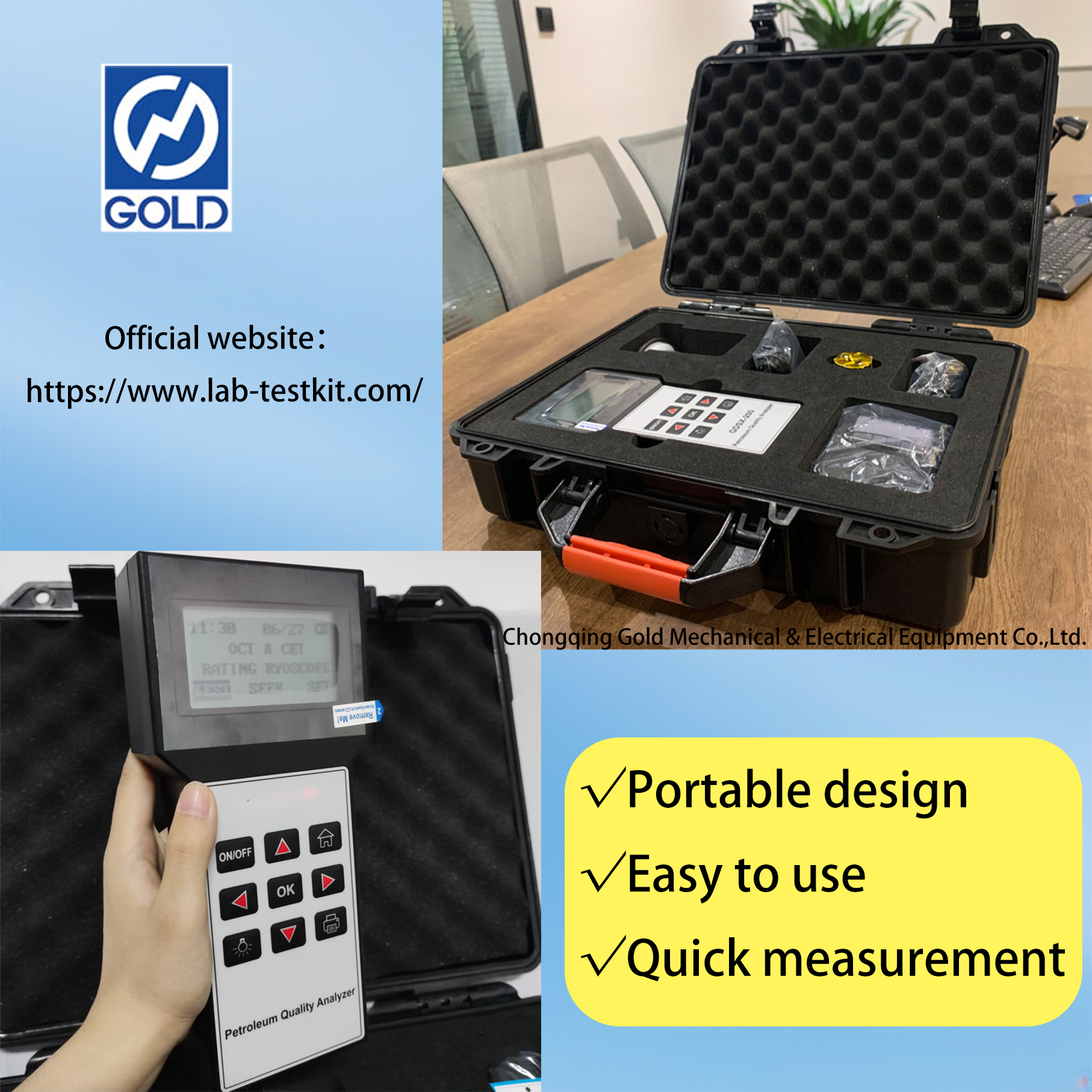 ASTM D2699 Bärbart bensinoktannummer och diesel Cetan Number Analyzer ASTM D4737